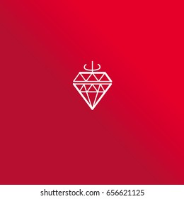 geometry diamond design element in strawberry shape for concept logo, icon, symbol. brilliant line style vector illustration 