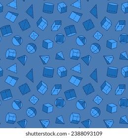 Geometry Education blue seamless pattern with vector Geometrical Figures concept background
