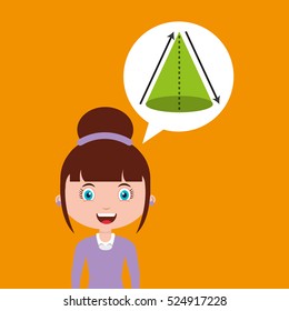 geometry education online design girl bubble speech and vector illustration eps 10