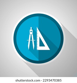Geometry, education symbol, flat design vector blue icon with long shadow