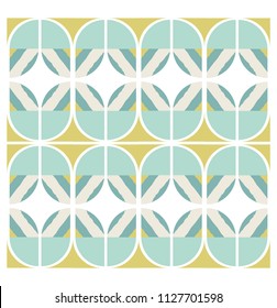 Geometry elegant seamless pattern. Blue and gold color.