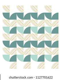 Geometry elegant seamless pattern. Blue and gold color.