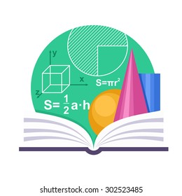 Geometry emblem with a book and some geometric figures