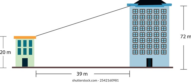 Exercício de geometria para determinar o comprimento do cabo de aço, usando o teorema de Pitoreano.