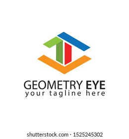 Geometry eye logo template, flat design. Abstract eye. Colorful eye