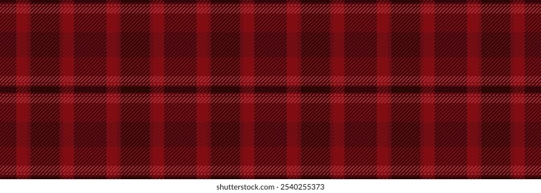 Textura de tecido geométrico sem costura, tecido de fundo de verificação preppy. Festivo tartã xadrez vetor padrão em vermelho e escuro paleta de cores.