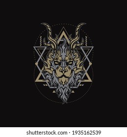 Geometry Fire Lion for merchandise, apparel, or other