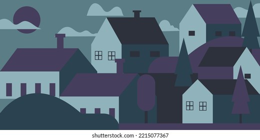 Geometry flat illustration of house landscape