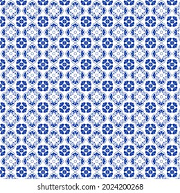 Geometría Floral Azul Mareado Patrón sin Marea 