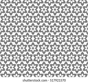 geometry flower pattern. Seamless. Arabesque. vector illustration. black on white
