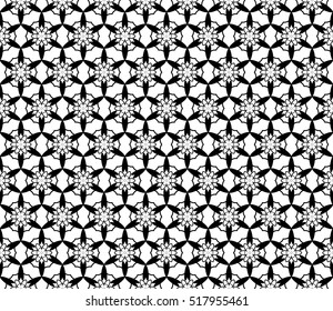 geometry flower pattern. Seamless. Arabesque. vector illustration. black on white