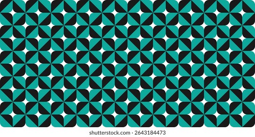 Geometry flower square pattern duotone teal and black background
