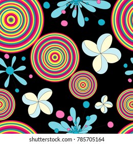 Geometry and flowers seamless vector pattern for your design