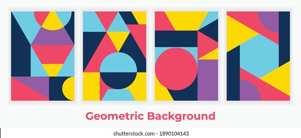 Geometry geometric abstract colorful background design graphic size A4 paper.  The purpose of wallpaper, social media, banner, flyer.