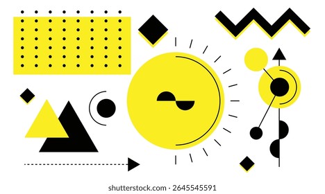 Geometry and Geometric Figures Colorful Abstract Background Yellow Black. Graphic design elements and resources vector art