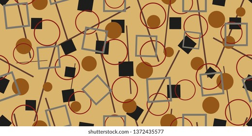 Geometry. Geometric figures. Seamless background. Seamless contemporary texture. Squares and circles. Geometric shapes. Vector graphics