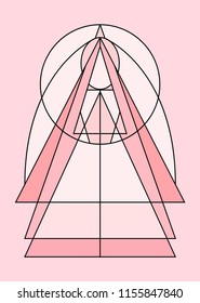 geometry girl vector origami concept,strong women line art,lady logo for wedding card, simple design girl from paper cut, Paper princess.  