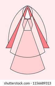 geometry girl vector origami concept,strong women line art,lady logo for wedding card, simple design girl from paper cut, Paper princess.
