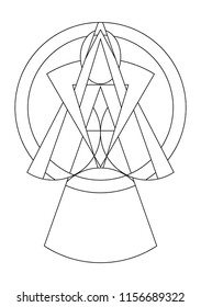 geometry girl vector origami concept,strong women line art,lady logo for wedding card, simple design girl from paper cut, Paper princess.
