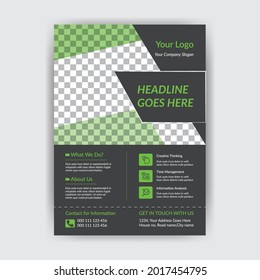 Geometry Green flyer design template vector design Layout template in A4 size