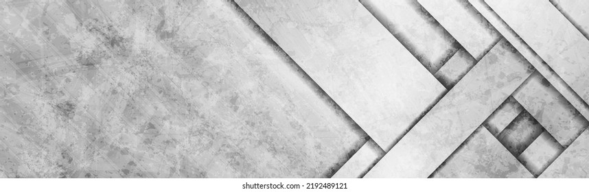 Geometry grunge tech abstract background with grey stripes. Vector banner design