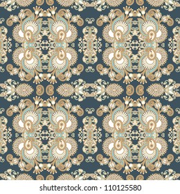 geometry hand draw ornate seamless flower paisley design background