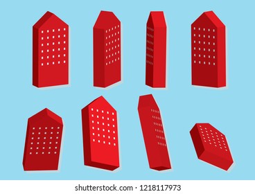 The geometry has shadows and various colors in a beautiful view.