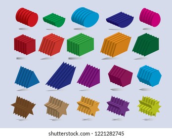 The geometry has shadows and various colors in a beautiful view. Vector Illustration