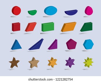 The geometry has shadows and various colors in a beautiful view. Vector Illustration