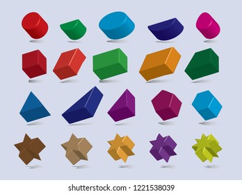 The geometry has shadows and various colors in a beautiful view. Vector Illustration