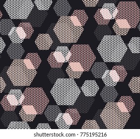 Geometry header in pastel color vector illustration. Concept triangle and hexagon seamless pattern. Abstract pattern in black, pastel pink and gray on white background.