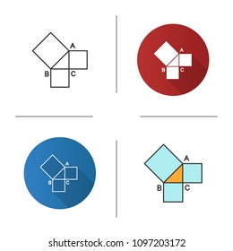 Geometry icon. Geometric figures. Mathematics. Squares. Flat design, linear and color styles. Isolated vector illustrations