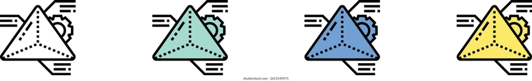 geometry icon. Outline, Green, Blue and Yellow Style Design Isolated On White Background