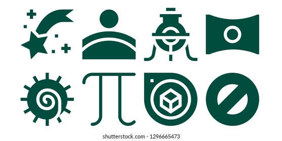  geometry icon set. 8 filled geometry icons. Simple modern icons about  - Chakra, Shooting star, Pi, Convex, Perspective, Alchemy, Protractor, Panorama