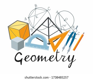 Geometry Icon. A set of subjects for designating school discipline