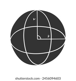 Geometry Icon Silhouette Illustration. Sphere Vector Graphic Pictogram Symbol Clip Art. Doodle Sketch Black Sign.