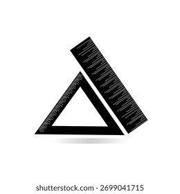 It's a geometry icon with a triangle and a ruler. Flat design vector for architecture and education.