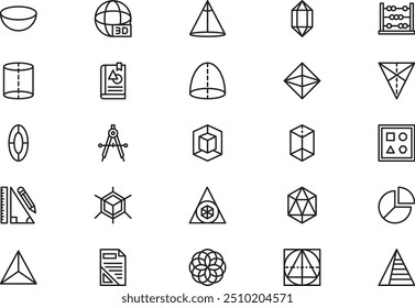 Geometry icons collection is a vector illustration with editable stroke.