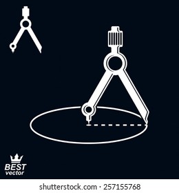 Icono vectorial de idea geométrica, brújula detallada, incluye versión adicional. Herramienta de ingeniería estilizada gráfica, símbolo de diseño industrial.