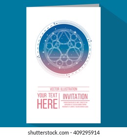 geometry invitation in blue color backdrop