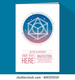geometry invitation in blue color backdrop