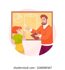 Geometry isolated cartoon vector illustration. Education, teaching high school curriculum, drawing solid geometry shape, measurement formula theorem, trigonometry equation, math vector cartoon.