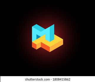 Geometría diseño de logotipo isométrico Letra M P