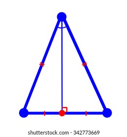 Geometry: in the isosceles triangle, median drawn to the base is also a bisector and a height