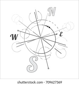 Geometry light scheme sacred compass round symbol