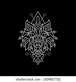 Geometry Line Angry Wolf for apparel, merchandise or other
