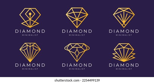 geometry line diamond logo collection. jewelry logo diamond icon set design inspiration.