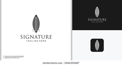 Geometría Línea Pluma Pluma Classic Logo Design Inspirations.