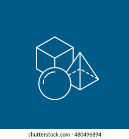 Geometry Line Icon On Blue Background