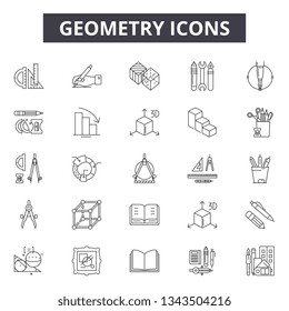 Geometry Line Icons For Web And Mobile Design. Editable Stroke Signs. Geometry  Outline Concept Illustrations